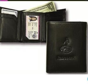 A black wallet with some money inside of it