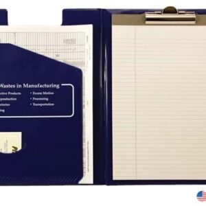 A blue folder with some papers inside of it