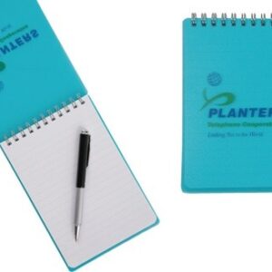 A pen and notebook are open to show the inside.