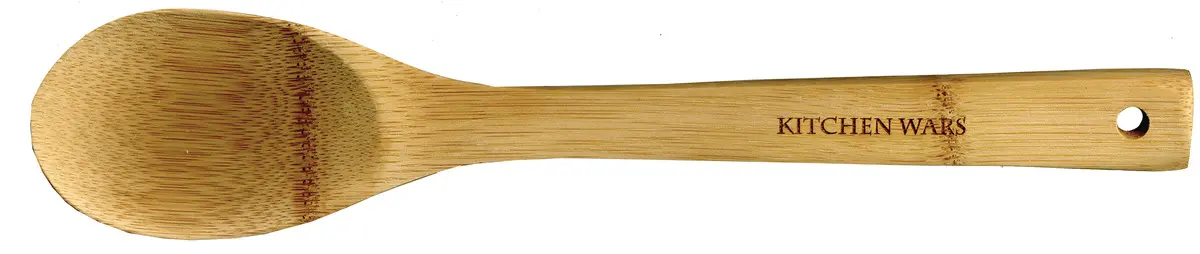 A wooden spoon with a long handle.