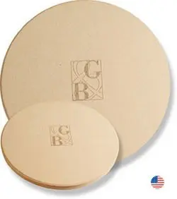 A round box with the initials g b and an american flag.