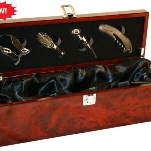 A wooden box with a black satin lining and four different types of feathers.