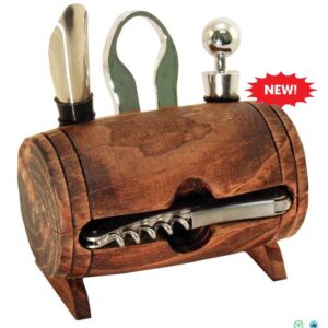 A wooden box with some tools inside of it