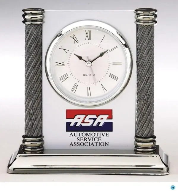 A clock is shown with the words asa automotive week association.