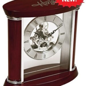 A clock that is on top of a table.