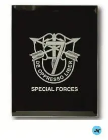 A black plaque with the emblem of special forces.