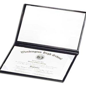 A black diploma case with a white paper.