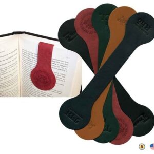 A book with a red bookmark and several other colored bookmarks