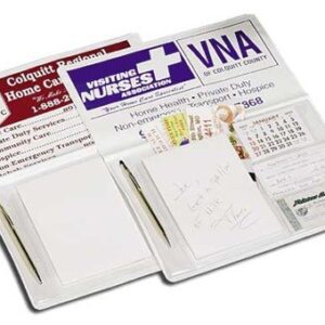 A white card board with two pens and some papers