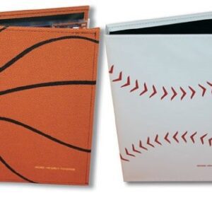 Two different designs of basketball and baseball folders.