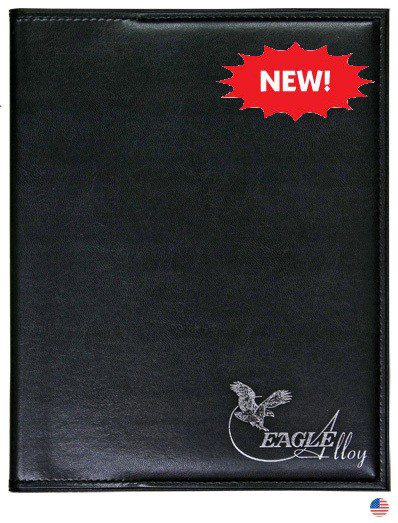 A black book cover with an eagle on it.