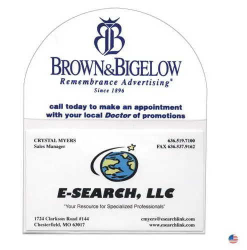 A business card holder with the logo of brown & bigelow.