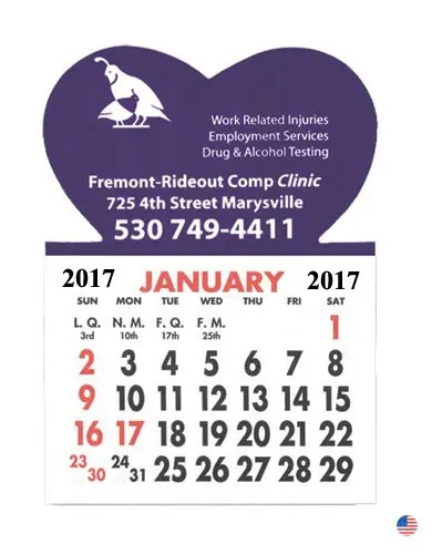 A purple heart shaped calendar with the date of january 1, 2 0 1 7.