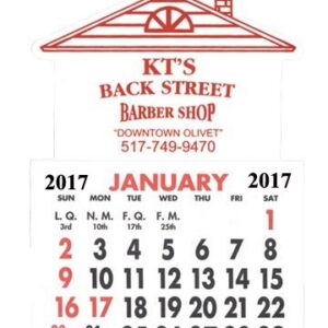 A calendar with the back of it and the front page is written in red.