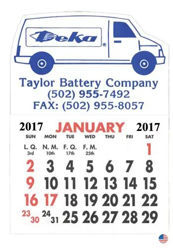 A refrigerator magnet that is advertising for taylor battery company.